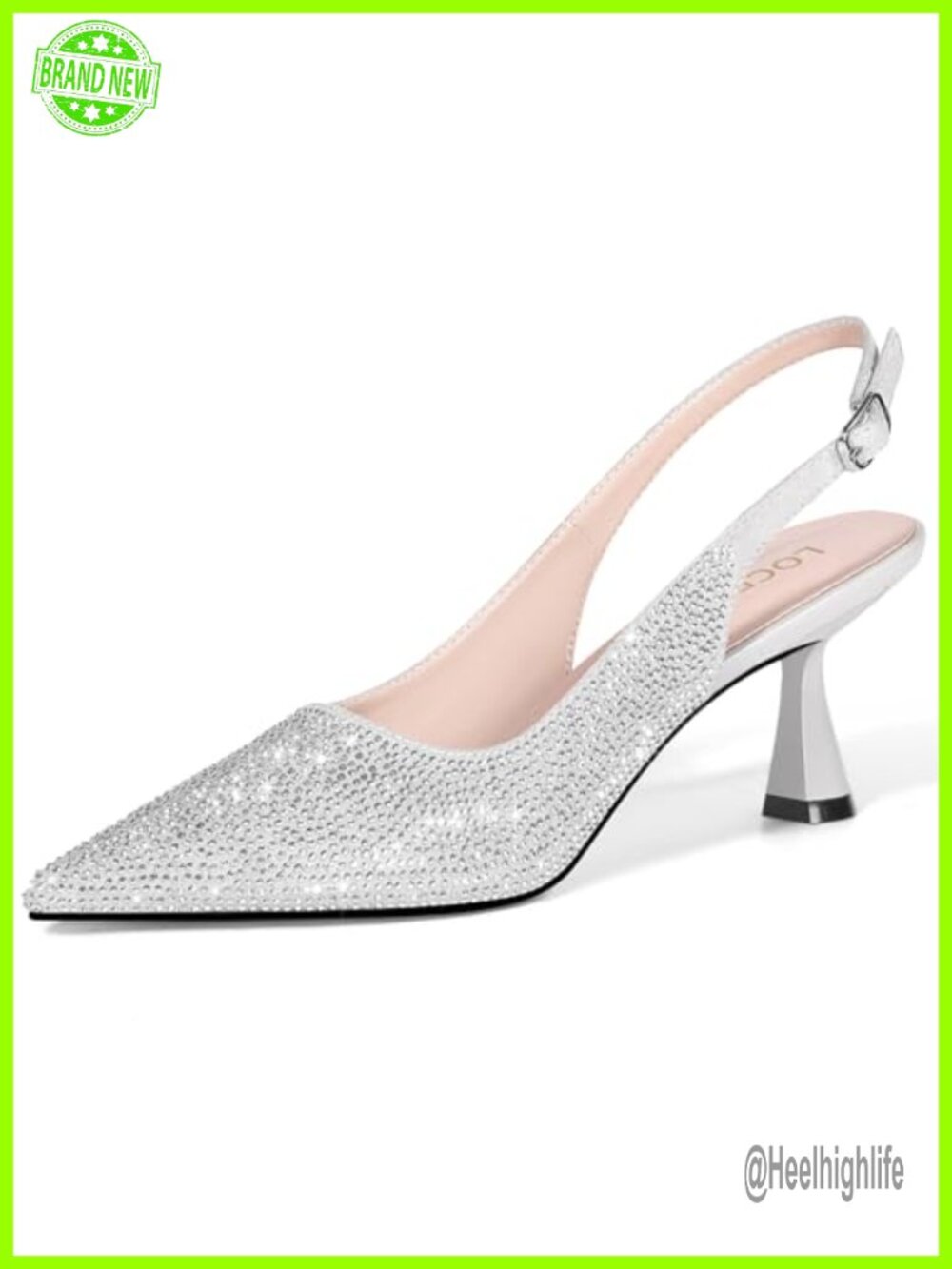 LOCERICH Faux Leather Kitten Heel Slingback Pumps Formal Dress Shoes